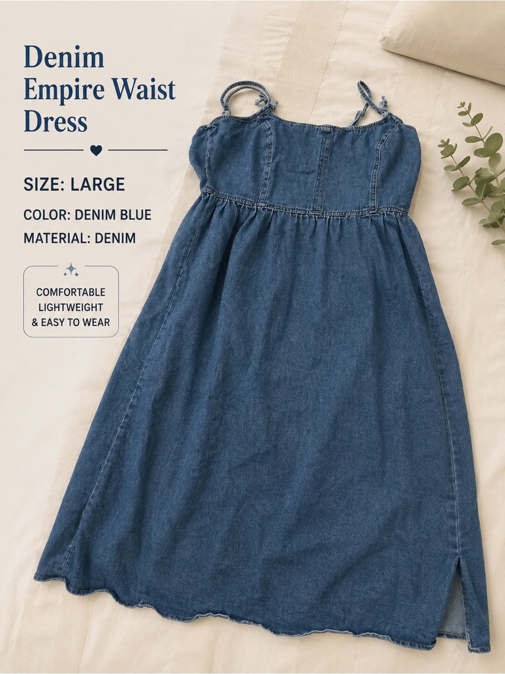Denim Blue Empire Waist Dress - Classic Denim